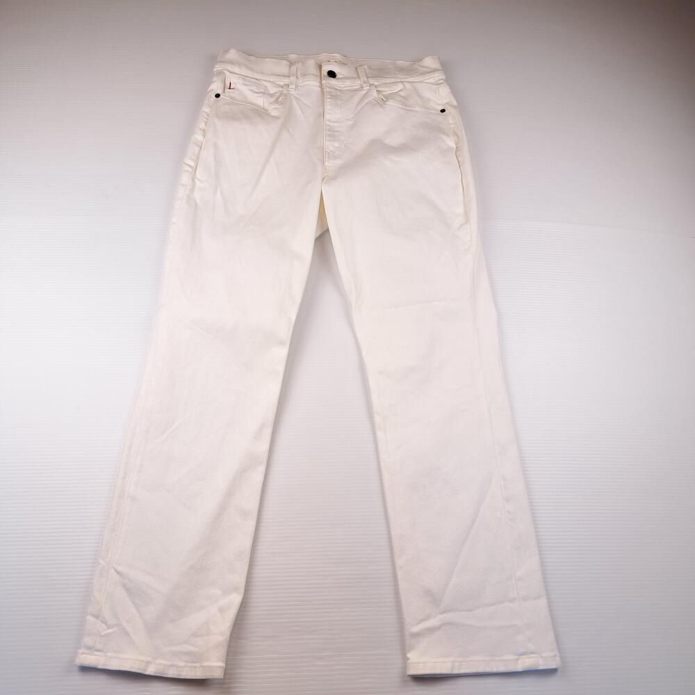 Lafayette 148 Jeans Womens 31 White Straight Leg Mid Rise Stretch Denim Pants
